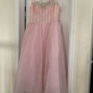 Girls Sparkle Pink Tulle Party Dress with Beaded Bodice